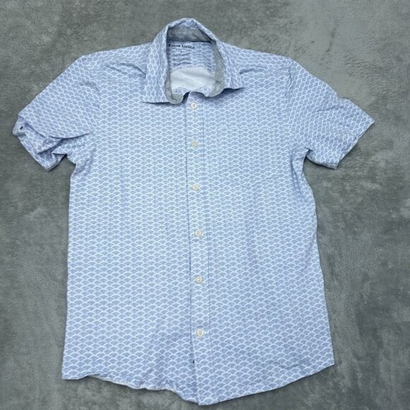 Tailor Vintage Blue Pattern Button-Down Shirt Short Sleeve Size S 1093 - Picture 1 of 7